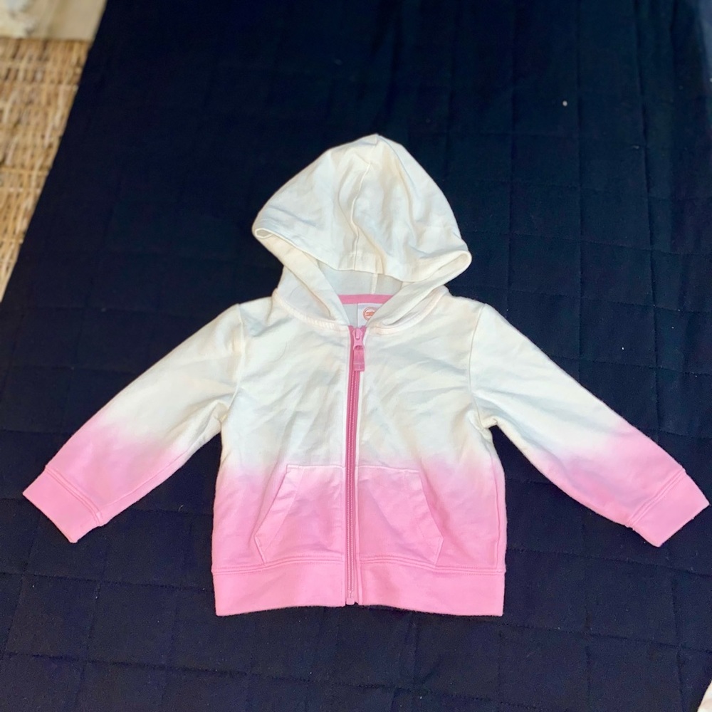 GIRLS ZIP UP PINK OMBRÉ HOODED SWEATSHIRT